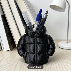 Kids Black Puffer Jacket Pen Holder - Unbranded
